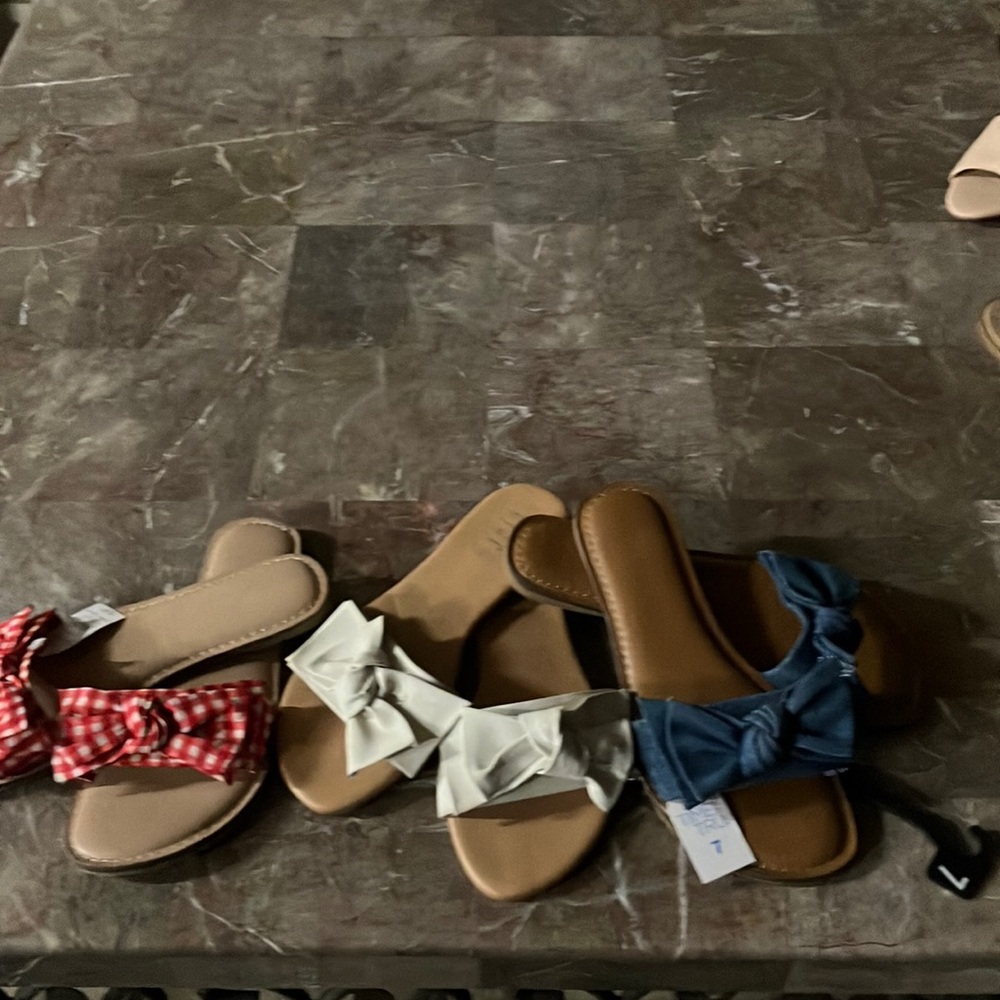 Stylish Bow Sandals Trio - Red, White, Blue